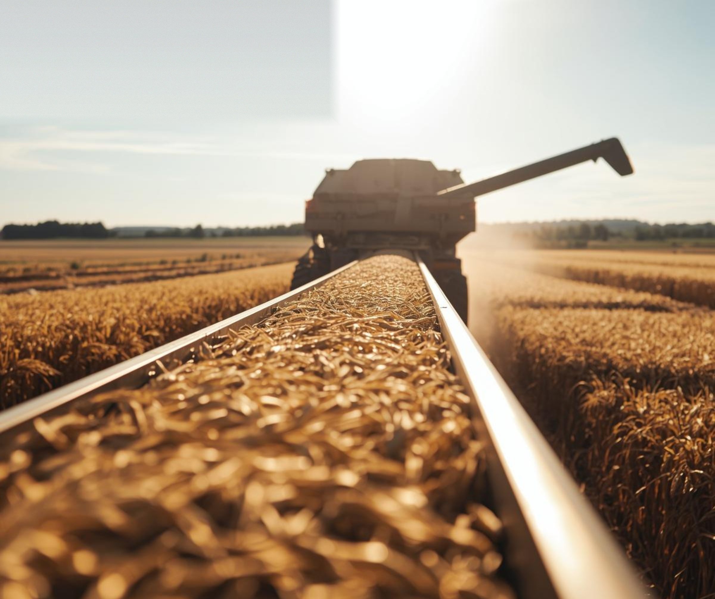 CFI Industries portfolio — commercial grain silos and conveyors in Quebec Commercial flat-bottom grain silo complex with overhead conveyor gallery — agricultural projects delivered by CFI Industries in Quebec