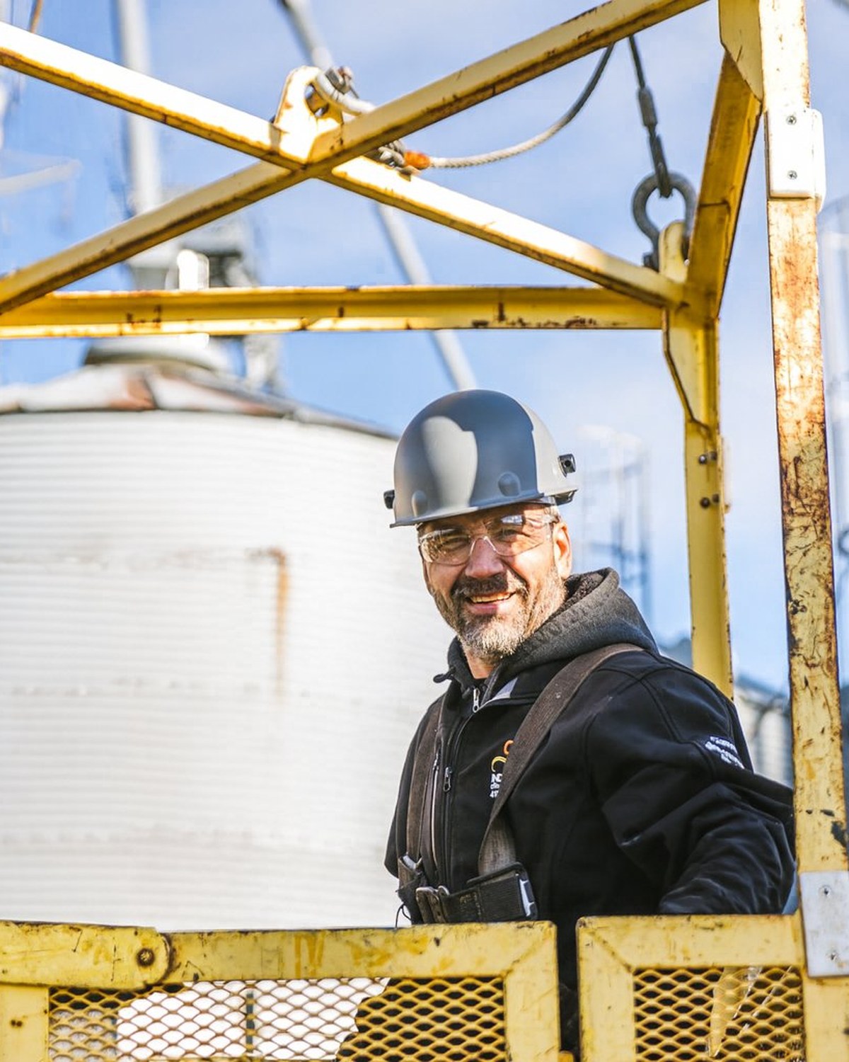 Yanick Laberge, founder and owner of CFI Industries, on intervention at a grain silo complex (Saguenay–Lac-Saint-Jean, Quebec)